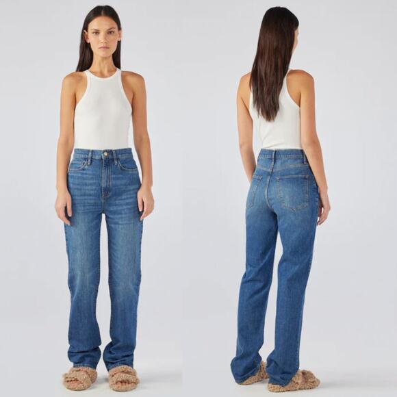 TRIARCHY High Rise Mrs Triarchy Straight Leg Jeans in Medium Indigo Size 29 NEW - Picture 1 of 10